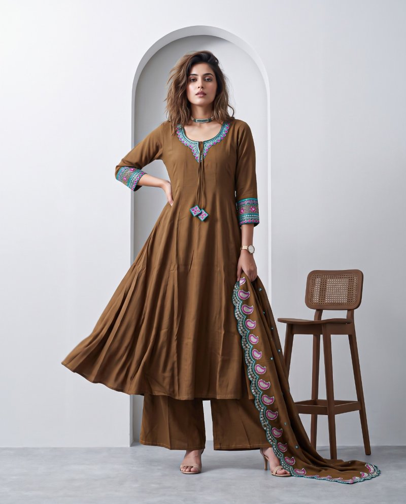 Ff Roman Anarkali Ghera Designer Plazzo Suits